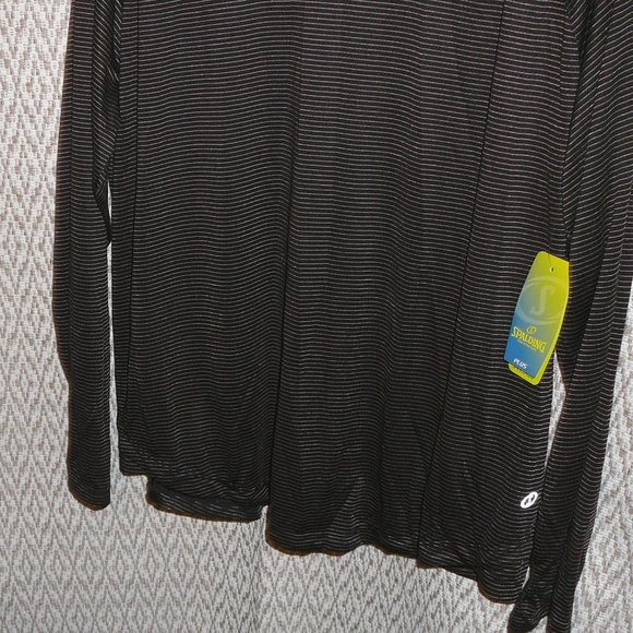 Spalding Speed Dry Black Gold Striped Pullover Turtleneck Athleisure Top 1X NWT - Picture 10 of 11